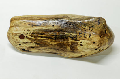 oak wood bowl, blond rustic, buggy, tapered, decorative wood, exotic, 10.5 inch long x 4.25 x 2.7 tall, upcycled, Wabi Sabi, wild wood, 435-A