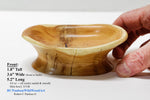 Mini unique wooden bowl sculpture, Pacific Yew, colorful, ring dishes, 5.2 in long x 3.6 wide x 1.8 tall, 4.6 oz, brown tan yellow, 315-B