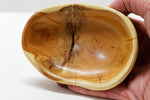 Mini unique wooden bowl sculpture, Pacific Yew, colorful, ring dishes, 5.2 in long x 3.6 wide x 1.8 tall, 4.6 oz, brown tan yellow, 315-B