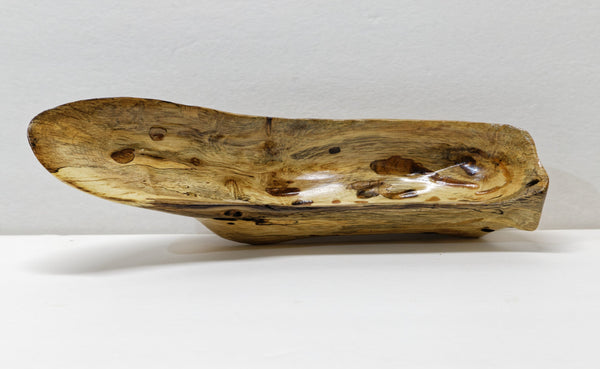 oak wood bowl, catchall, blond, rustic, buggy, asymmetric, de, 435-C