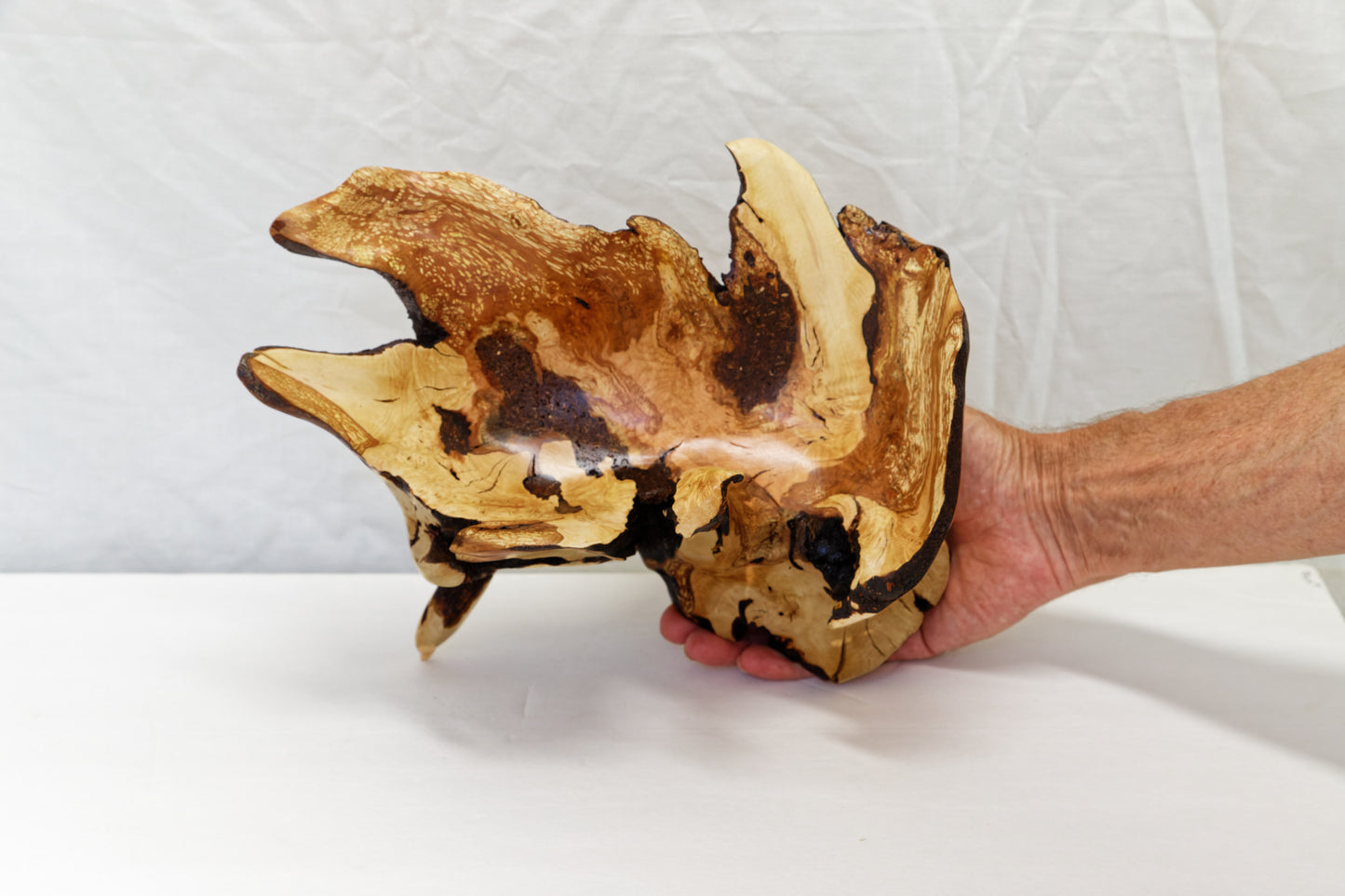 Huckleberry bowl, irregular wooden bowl, live edge, rustic catchall, 6.75 in Tall x 12 x 9, one of a kind, asymmetric, upcycled, 468-B