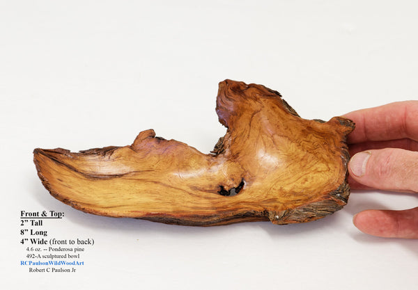 Wood catchall bowl, rustic Ponderosa pine one of a kind, asymmetric, upcycled, 492-A