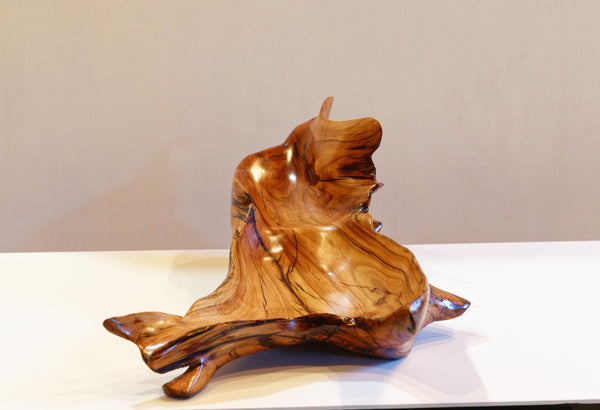 Juniper bowl 21 x 12 x 7T, 3.7# , tray catchall, exotic 2-level ,rich orange color, for food, candy, glasses, rings, wallet, recycled dead old growth tree, 477-A