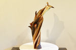 Irregular tabletop desktop wood sculpture, colorful grain, exotic graceful lines, crafted from fallen old growth juniper tree, 480-A