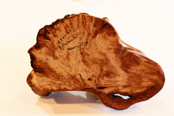 two-part Waxmyrtle wood bowl, catchall jewelry, live edge, beautiful grain, reddish orange, black brown, 10.5 x 7.5 x 3" tall, 2-part, 552-A2