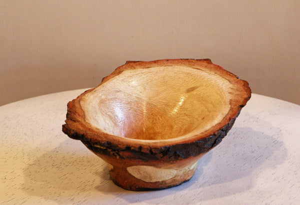 rustic red oak wood bowl, live edge, beautiful grain, reddish orange, brown, 7.75 inches long x 3.25 tall x 5.85’’, 0.95 lb, Wabi Sabi, 568-S