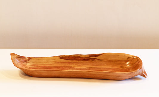 jewelry holder, 16.75 inch long narrow cherry catchall bowl, 449-A