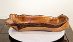 Black walnut live edge Wabi Sabi wood bowl sculpture 19" long x 4.75 tall, brown, intricate colorful grain patterns, 143-ZZ