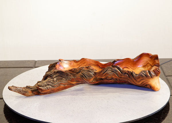 bowl catchall Ponderosa pine, 16 inch wood one of a kind, Wabi Sabi wabisabi, rustic natural primitive, twisted golden orange brown, 302-B1