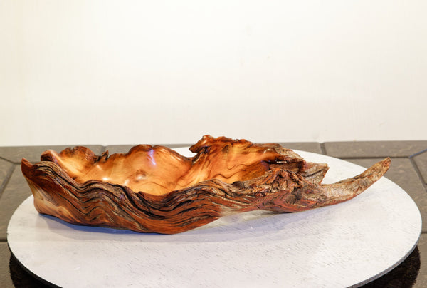 bowl catchall Ponderosa pine, 16 inch wood one of a kind, Wabi Sabi wabisabi, rustic natural primitive, twisted golden orange brown, 302-B1