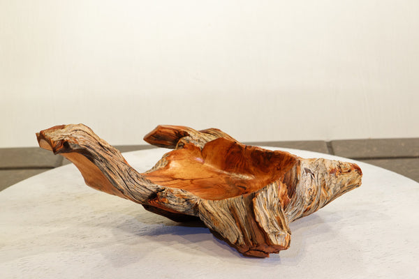 Wood catchall bowl sculpture, natural, rustic, live edge yet refined, 12 inch, Wabi Sabi Wasabi, one of a kind, asymmetric, upcycled, 499-C