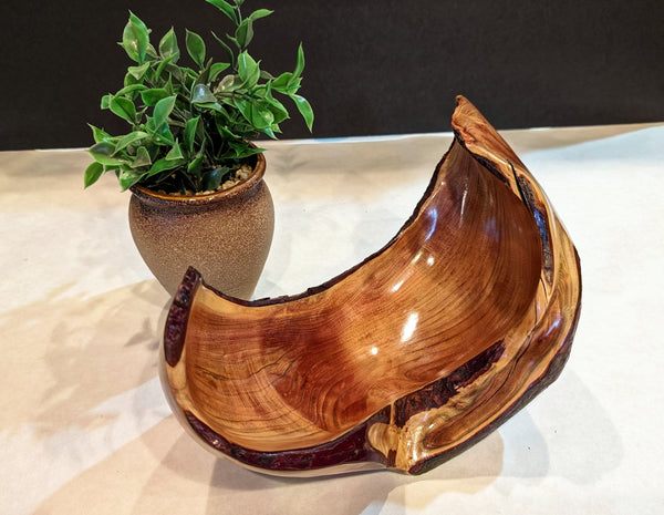 Red cedar bowl, Wood, 6 tall x 10 x 6.25'', 1.29 lbs, Wabi Sabi Wasabi wabi-sabi one-of-a-kind, asymmetric, upcycled, 574-A2
