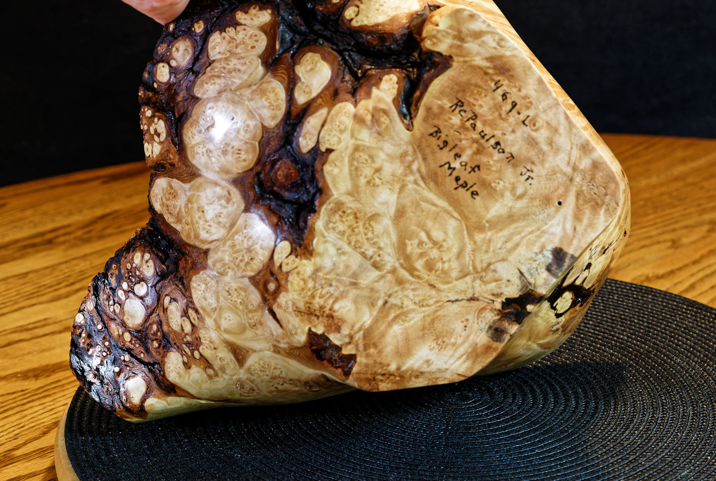 Figured maple bowl, Wood, platter, rustic yet refined, matte finish, one-of-a-kind, asymmetric, 10.75 x 10 x 4.5'', 1.08 lbs, Wabi Sabi, Wabisabi, wabi-sabi, upcycled, 469-L