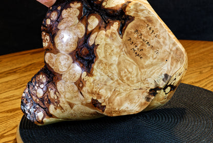 Figured maple bowl, Wood, platter, rustic yet refined, matte finish, one-of-a-kind, asymmetric, 10.75 x 10 x 4.5'', 1.08 lbs, Wabi Sabi, Wabisabi, wabi-sabi, upcycled, 469-L