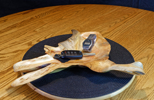 branched catchall, Lodgepole pine roots, 15 x 12 x 2'', 0.95 lbs, Wabi Sabi Wasabi wabi-sabi one-of-a-kind, asymmetric, upcycled, 346-A2
