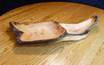 .. figured maple bowl, 2 tier, wood platter, Ponderosa pine, live edge, 26.5" x 11.5 x 4, rich natural colors, Wabi Sabi, one-of-a-kind, 494-A