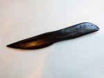 Wenge wooden letter opener, Iceland ocean driftwood, 8.5 long x 1.25 x 0.19’’, black with prominent grain, Wabi Sabi, one-of-a-kind, 999-H