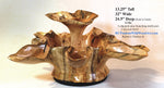 .. Exotic divided & branching tree root wood bowl, large, rustic yet refined, heirloom, flared side dishes and top dish, sprawling, one of a kind, unique, golden brown, tan, lodgepole pine, 13.25 inch tall x 32 x 24.5, food safe, wooden, unique 452-A