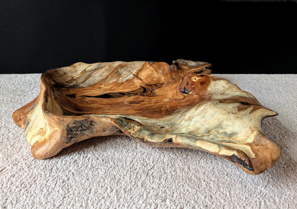 . platter bowl, ocean driftwood, Wood, platter, rich color blend, rustic yet refined, live edge, food safe, 19.5’’, Wabi Sabi, wabi-sabi, one-of-a-kind, asymmetric, upcycled, 711-B