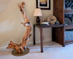 .. Tabletop or floor sculpture, Wood, twisted, elaborate shape, matte finish, 43'', Wabi Sabi, wabi-sabi, one-of-a-kind, asymmetric, upcycled, 998-L
