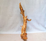 .. Tabletop or floor sculpture, Wood, twisted, elaborate shape, matte finish, 43'', Wabi Sabi, wabi-sabi, one-of-a-kind, asymmetric, upcycled, 998-L