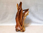 Twisted, free flowing natural wood sculpture, Utah juniper with beautiful grain patterns, one-of-a-kind floor or tabletop .  It measures 27 tall x 13.25 x 12’’, 15 lbs.  With natural patterns on a plain background