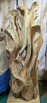 Wood floor sculpture, exotic, free-flowing, 63" tall, spalted maple, Wabi Sabi, one-of-a-kind, 603-S1