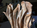 maple floor sculpture, asymmetrical, curvy, see through, wildflower like, 42'' tall, Bigleaf Maple, 603-Q