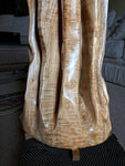 maple floor sculpture, asymmetrical, curvy, see through, wildflower like, 42'' tall, Bigleaf Maple, 603-Q