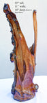 Extra large vase, floor sculpture, rustic, wood sculpture, asymmetrical, golden brown, open sides, driftwood, 32 x 11", 273-A