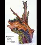 . Wood, tabletop sculpture, floor sculpture, rustic, primitive, conjoined roots, asymmetric, live wood, 21 x 21 x 13" – by Robert C Paulson Jr