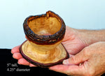 . 222-A rustic wood bowl, natural live edge small bowl, exotic, one-of-a-kind, small wood bowl, 5 x 4.25" brown gold, pedestal base, container