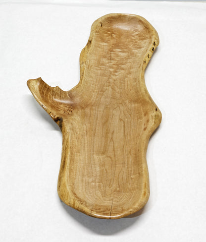 Wood food platter, exotic, walnut, decorative, tabletop, figured wood, tray, decor, curves, 1.75 in tall, 11.5, 23.5, 1 lb, 7 oz, 143-AH2