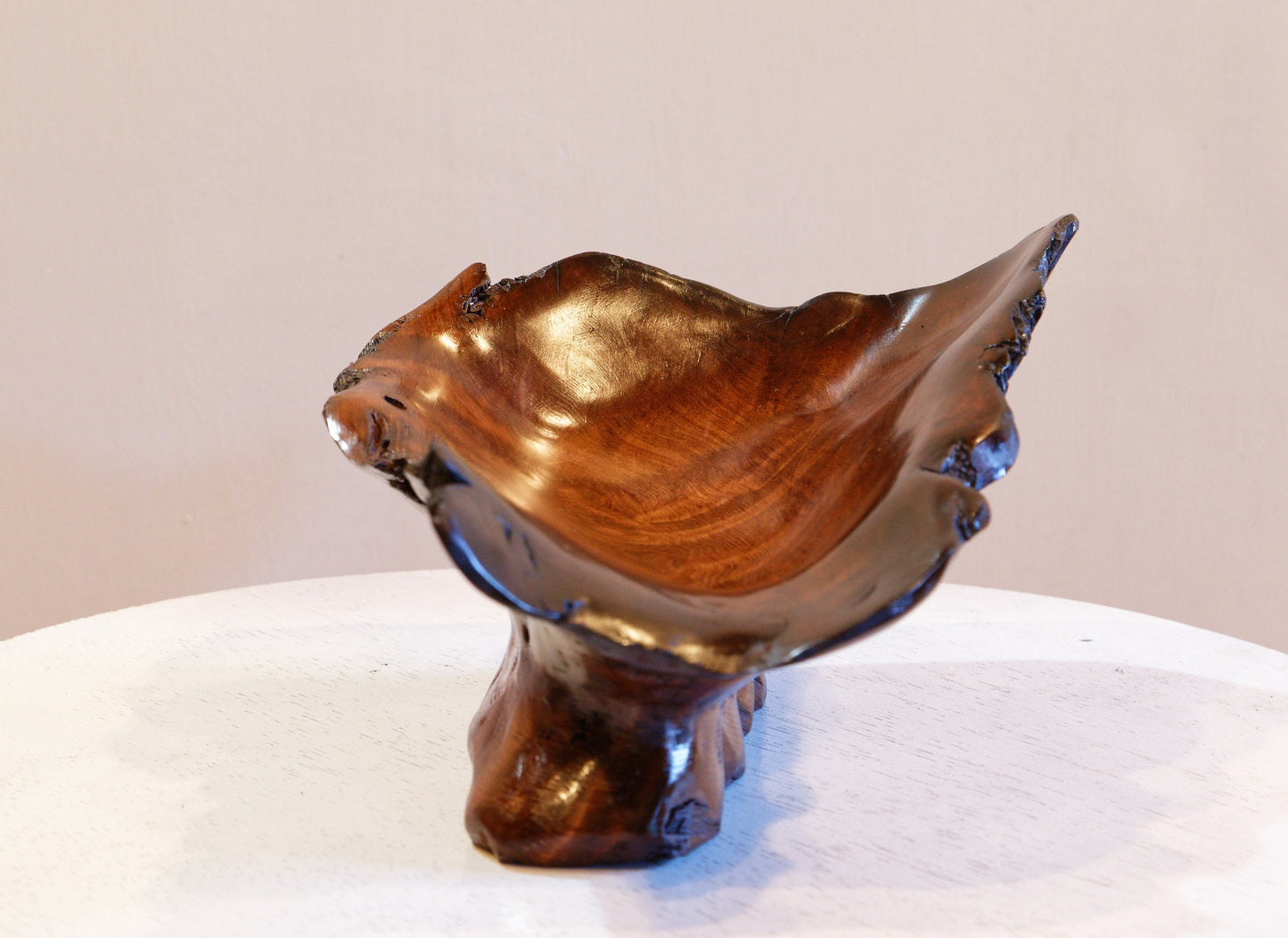 exotic red cedar wood bowl, live edge, beautiful grain, deep orange brown black, sculpted from wood buried ocean beach sand, 12", 567-A