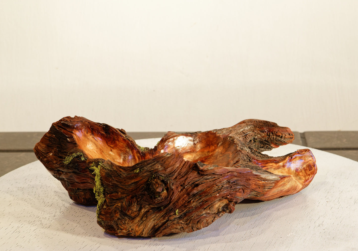 Wood catchall bowl sculpture, unique, natural color, rustic, live edge refined, 10.2", Wabi Sabi, one of a kind, asymmetrical, 499-D