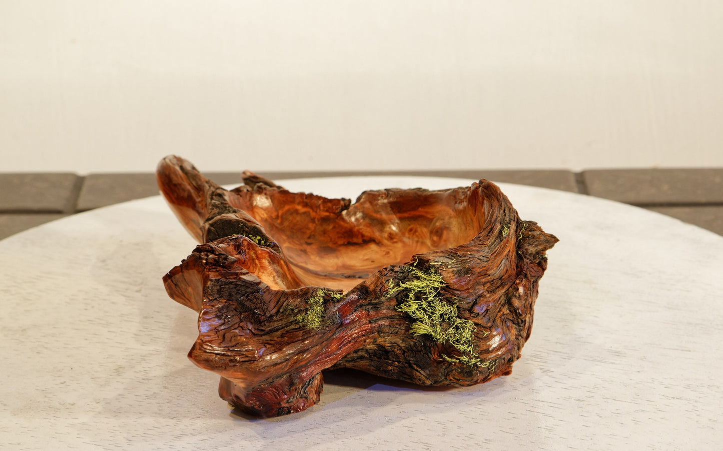 Wood catchall bowl sculpture, unique, natural color, rustic, live edge refined, 10.2", Wabi Sabi, one of a kind, asymmetrical, 499-D