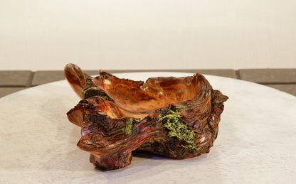 Wood catchall bowl sculpture, unique, natural color, rustic, live edge refined, 10.2", Wabi Sabi, one of a kind, asymmetrical, 499-D