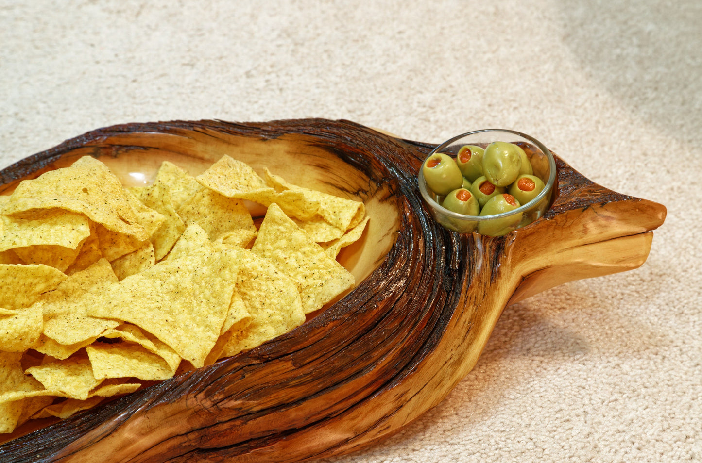 arched wood platter bowl, one of a kind exotic 25", tabletop sculpture, rustic, refined, asymmetric, live wood, 25.5 x 11.5 x 3.25", 334-A