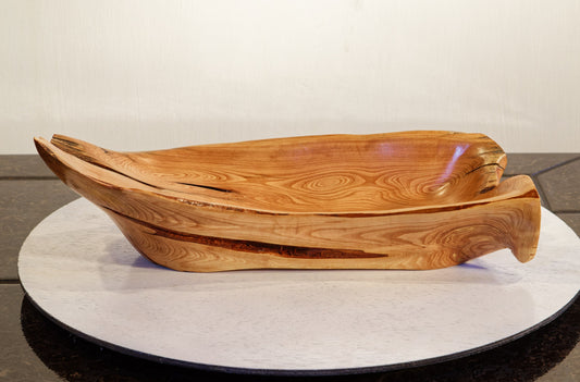Bitterbrush catchall, Wood bowl, 15.25" long x 5.25 x 4.75 TALL, 1.77 lbs, Wabi Sabi Wasabi, one-of-a-kind, asymmetric, upcycled, 473-A1