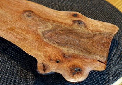 black walnut food platter, charcuterie board, live edge, 19 x 7.75 x 1'', 1.05 lbs, Wabi Sabi wabi-sabi one-of-a-kind, asymmetric 31-CCC1