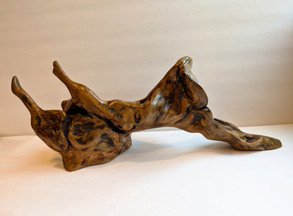 rustic weathered natural colors wood tabletop sculpture vase, Ponderosa pine, 7.75" tall x 19 x 5.75, 2.28 lb, Wabi Sabi, asymmetric, 486-A