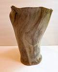 Oregon White Oak wood vase, artfully slit sides, 11.5 tall x 10 x 8’’, 4.61 lbs, Wabi Sabi Wasabi, one-of-a-kind, asymmetric, twist 310-A