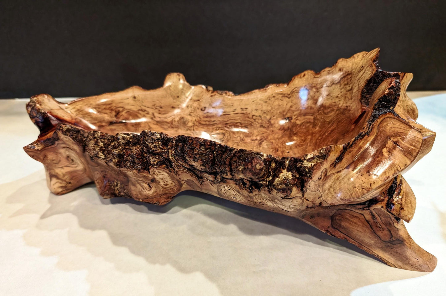 Waxmyrtle twisted roots bowl, wood, rich natural color, 5.37" tall x 14.5 x 7, 3.5#, Wabi Sabi, one-of-a-kind, asymmetric, upcycled, 546-A1