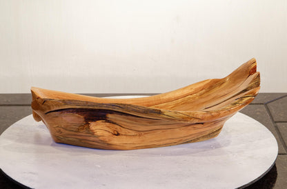 Bitterbrush catchall, Wood bowl, 15.25" long x 5.25 x 4.75 TALL, 1.77 lbs, Wabi Sabi Wasabi, one-of-a-kind, asymmetric, upcycled, 473-A1