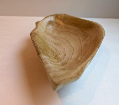 small cypress catchall wood bowl, rich natural colors, 1.5 tall x 8.5 x 5’’, 0.3 lb, Wabi Sabi, one-of-a-kind, asymmetric, upcycled, 575-C