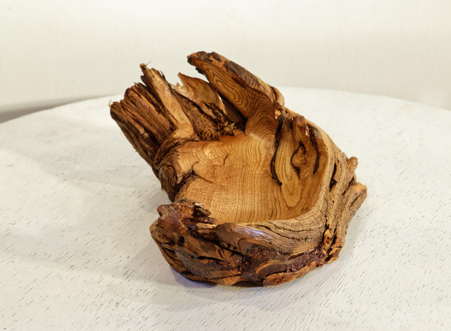 sagebrush catchall, Wood, 7.5" x 6.5 x 3.25 tall, 0.5 lb, sagebrush shrub, Wabi Sabi, one-of-a-kind, beautiful grain, asymmetric, 483-B