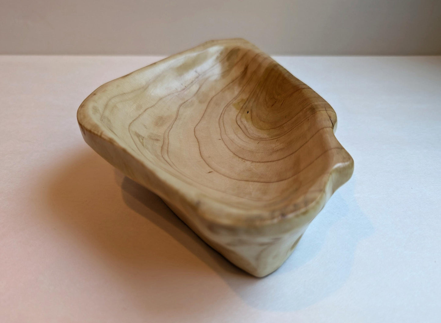 small cypress catchall wood bowl, rich natural colors, 1.5 tall x 8.5 x 5’’, 0.3 lb, Wabi Sabi, one-of-a-kind, asymmetric, upcycled, 575-C