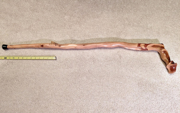 Sculptured Cane, Mt Mahogany, unique, elaborate, unusual, wood, custom grip, 41 inches tall, Wabi Sabi, elegant, one-of-a-kind, walk, 178-C