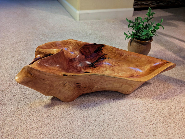 ocean driftwood bowl, Sitka spruce, wood, natural colors golden maroon tan, irregular, 6" tall x 19 x 8, Wabi Sabi  one-of-a-kind, 580-A