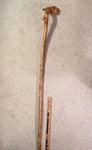 . Apple hiking stick , wood, 47" tall, elaborate top, head 6.5 x 3.25", brown tan rich wood grain, Wabi Sabi Wasabi, one-of-a-kind, 126-XX